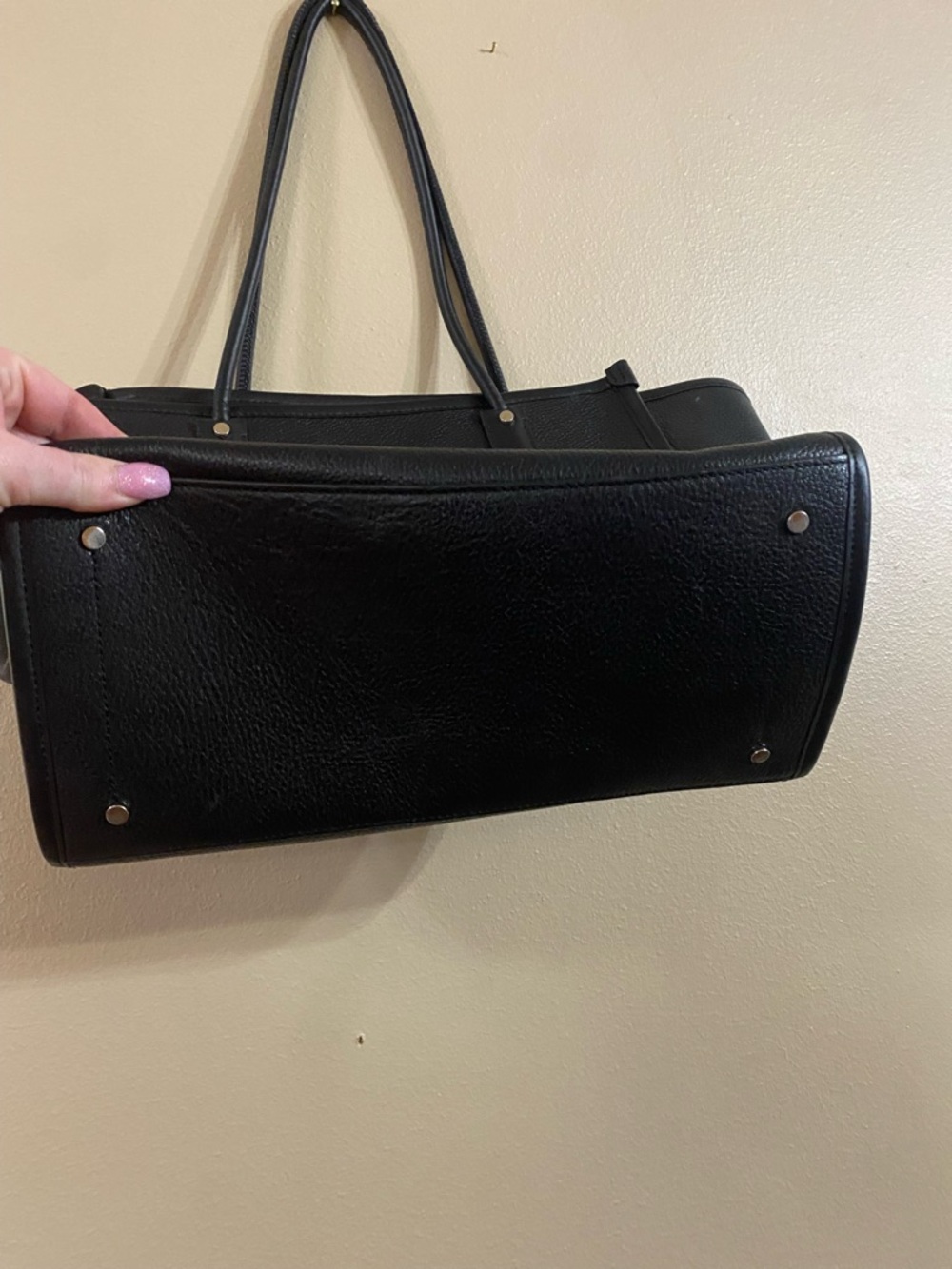 Kate Spade black leather logo tote bag - Picture 2 of 9